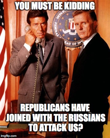 Memo from Traitors | YOU MUST BE KIDDING; REPUBLICANS HAVE JOINED WITH THE RUSSIANS TO ATTACK US? | image tagged in fbi,memo,donald trump | made w/ Imgflip meme maker