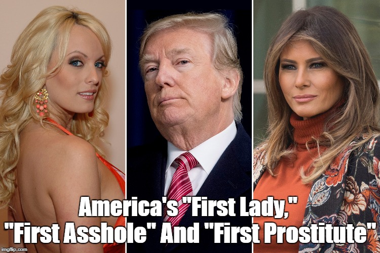 America's "First Lady," "First Asshole" And "First Prostitute" | America's "First Lady," "First Asshole" And "First Prostitute" | image tagged in dickhead donald,devious donald,deplorable donald,deceptive donald,trump pays for sex then pays hush money,detestable donald | made w/ Imgflip meme maker