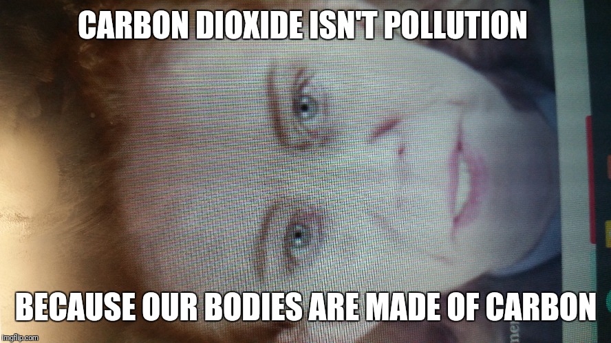 CARBON DIOXIDE ISN'T POLLUTION; BECAUSE OUR BODIES ARE MADE OF CARBON | image tagged in retard | made w/ Imgflip meme maker