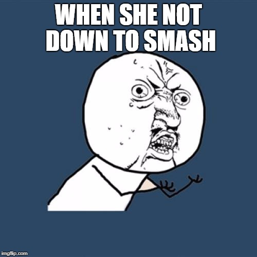 Y U No Meme | WHEN SHE NOT DOWN TO SMASH | image tagged in memes,y u no | made w/ Imgflip meme maker