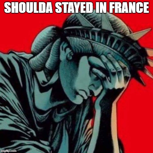 Shoulda Stayed In France | SHOULDA STAYED IN FRANCE | image tagged in statue of liberty,the statue of liberty weeps,statue of liberty crying,statue of liberty face palm | made w/ Imgflip meme maker