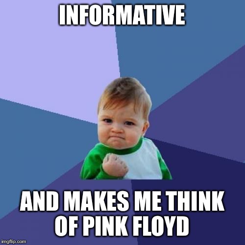Success Kid Meme | INFORMATIVE AND MAKES ME THINK OF PINK FLOYD | image tagged in memes,success kid | made w/ Imgflip meme maker