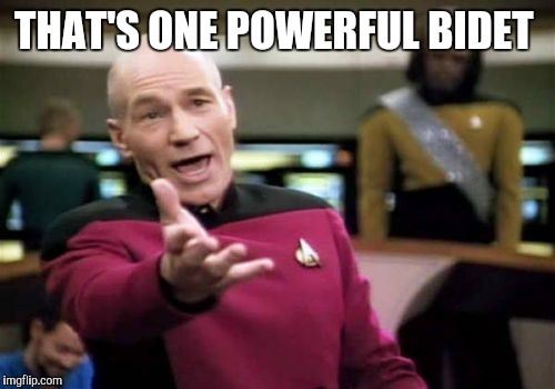 Picard Wtf Meme | THAT'S ONE POWERFUL BIDET | image tagged in memes,picard wtf | made w/ Imgflip meme maker