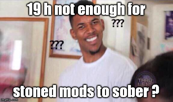 19 h not enough for stoned mods to sober ? | made w/ Imgflip meme maker
