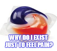 Tide Pod | WHY DO I EXIST JUST TO FEEL PAIN? | image tagged in tide pod | made w/ Imgflip meme maker