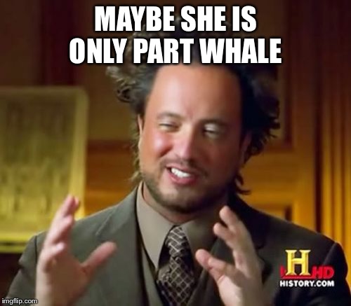 Ancient Aliens Meme | MAYBE SHE IS ONLY PART WHALE | image tagged in memes,ancient aliens | made w/ Imgflip meme maker