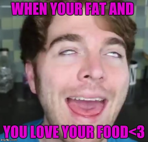 Food | WHEN YOUR FAT AND; YOU LOVE YOUR FOOD<3 | image tagged in shane dawson | made w/ Imgflip meme maker