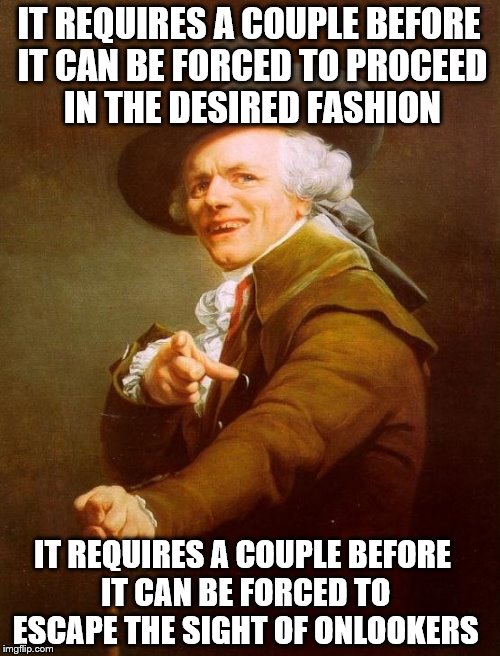 it is my wish to rock presently. | IT REQUIRES A COUPLE BEFORE IT CAN BE FORCED TO PROCEED IN THE DESIRED FASHION; IT REQUIRES A COUPLE BEFORE IT CAN BE FORCED TO ESCAPE THE SIGHT OF ONLOOKERS | image tagged in memes,joseph ducreux | made w/ Imgflip meme maker