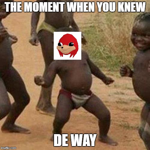 Third World Success Kid | THE MOMENT WHEN YOU KNEW; DE WAY | image tagged in memes,third world success kid | made w/ Imgflip meme maker