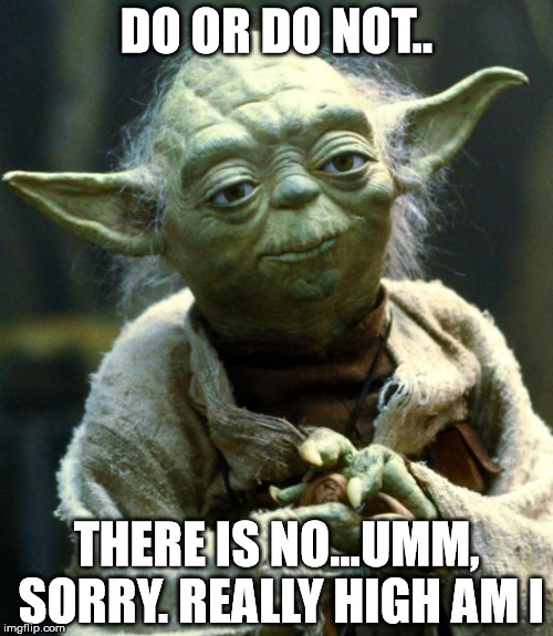 Star Wars Yoda | DO OR DO NOT.. THERE IS NO...UMM, SORRY. REALLY HIGH AM I | image tagged in memes,star wars yoda | made w/ Imgflip meme maker