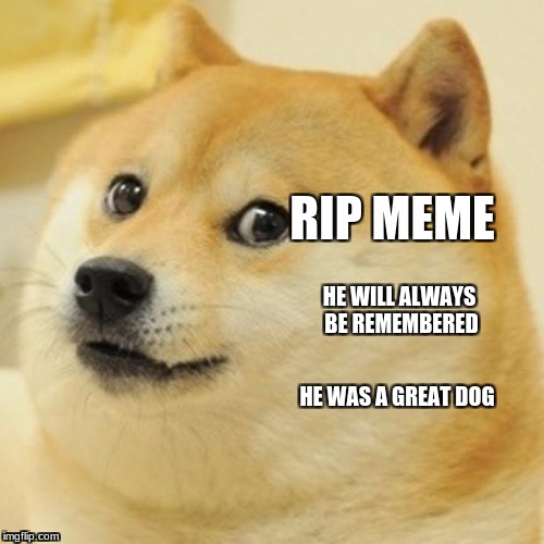 Doge Meme | RIP MEME; HE WILL ALWAYS BE REMEMBERED; HE WAS A GREAT DOG | image tagged in memes,doge | made w/ Imgflip meme maker
