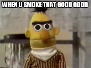 bert muppet what did i just see | WHEN U SMOKE THAT GOOD GOOD | image tagged in bert muppet what did i just see | made w/ Imgflip meme maker
