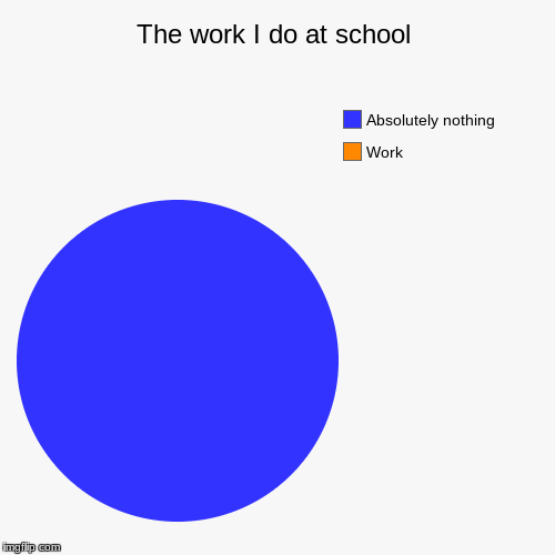 True though | The work I do at school | Work, Absolutely nothing | image tagged in funny,pie charts,school,lazy | made w/ Imgflip chart maker