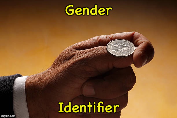...aaaaand it's on the edge. | Gender; Identifier | image tagged in memes,funny,gender | made w/ Imgflip meme maker