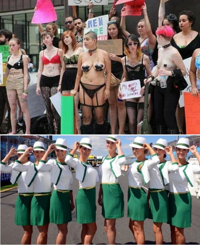 Slut walk vs Grid Girls Blank Meme Template