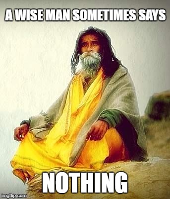 mountain guru | A WISE MAN SOMETIMES SAYS; NOTHING | image tagged in mountain guru | made w/ Imgflip meme maker