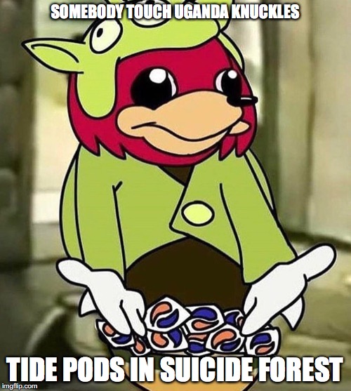 SOMEBODY TOUCH UGANDA KNUCKLES TIDE PODS IN SUICIDE FOREST | made w/ Imgflip meme maker