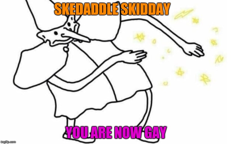Skidaddle Skidoodle | SKEDADDLE SKIDDAY; YOU ARE NOW GAY | image tagged in skidaddle skidoodle | made w/ Imgflip meme maker