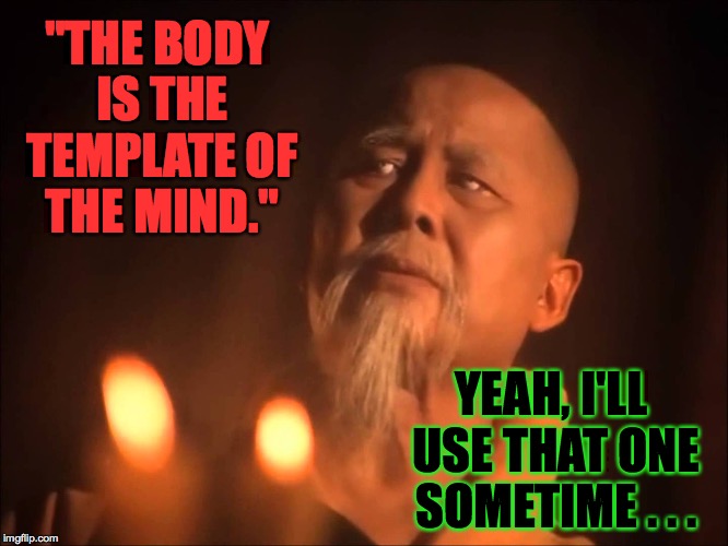 "THE BODY IS THE TEMPLATE OF THE MIND." YEAH, I'LL USE THAT ONE SOMETIME . . . | made w/ Imgflip meme maker