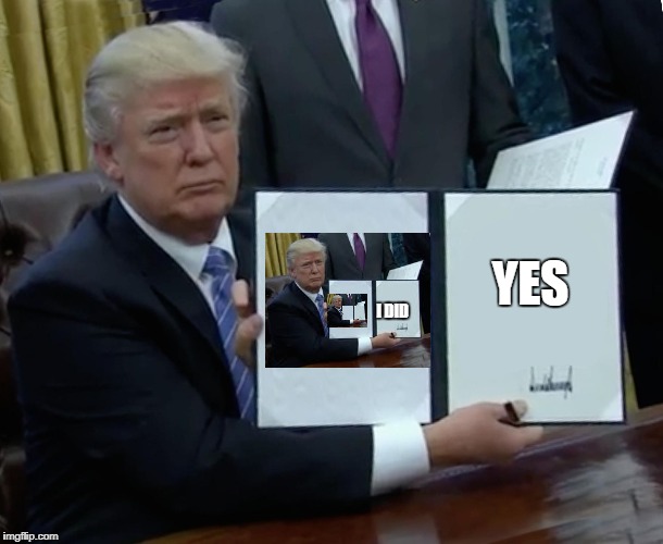 Trump Bill Signing Meme | YES; I DID | image tagged in memes,trump bill signing | made w/ Imgflip meme maker