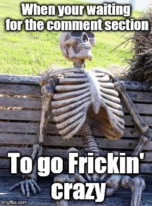 Waiting Skeleton Meme | When your waiting for the comment section; To go Frickin' crazy | image tagged in memes,waiting skeleton | made w/ Imgflip meme maker