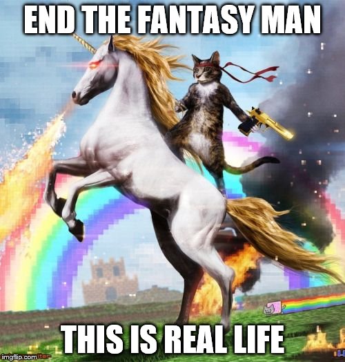 Welcome To The Internets | END THE FANTASY MAN; THIS IS REAL LIFE | image tagged in memes,welcome to the internets | made w/ Imgflip meme maker