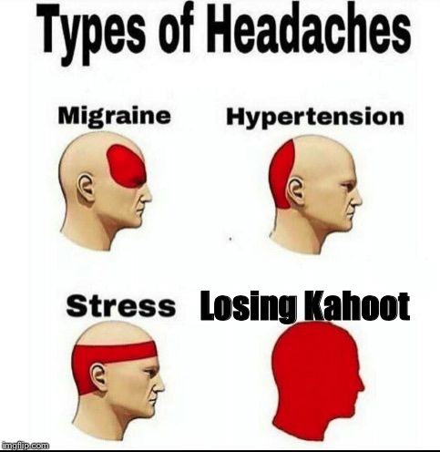Secret Classroom Superpowers? | Losing Kahoot | image tagged in types of headaches meme,kahoot,memes | made w/ Imgflip meme maker