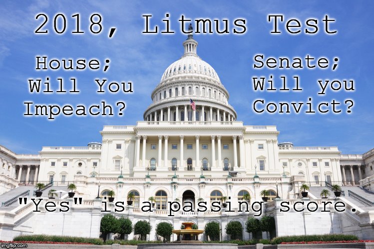U.S. capital | Senate; Will you Convict? 2018, Litmus Test; House; Will You Impeach? "Yes" is a passing score. | image tagged in us capital | made w/ Imgflip meme maker