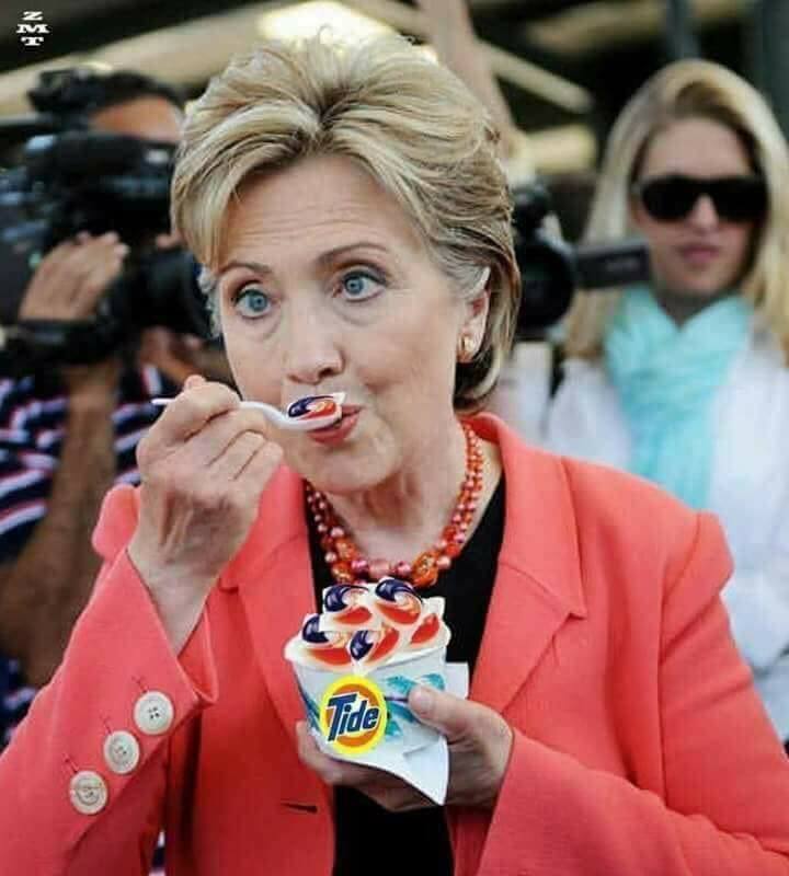 High Quality Hillary Clinton Eating Tide Pods Blank Meme Template