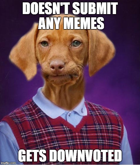 Bad Luck Raydog | DOESN'T SUBMIT ANY MEMES; GETS DOWNVOTED | image tagged in bad luck raydog,memes,raydog,submit,downvotes | made w/ Imgflip meme maker