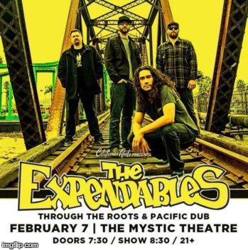 We got FREE TICKETS to see TheExpendables at MysticTheatre Wednesday, February 7th. You want them?
www.reggae-city.com | image tagged in free,tickets,music | made w/ Imgflip meme maker