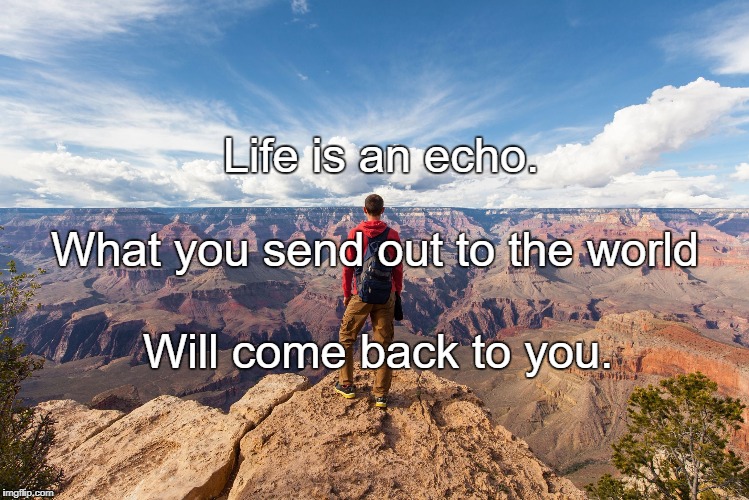 echo chamber | Life is an echo. What you send out to the world; Will come back to you. | image tagged in echo chamber | made w/ Imgflip meme maker