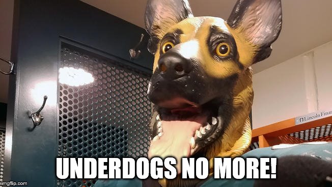 Philadelphia Eagles Underdog Dog Mask | UNDERDOGS NO MORE! | image tagged in philadelphia eagles underdog dog mask | made w/ Imgflip meme maker