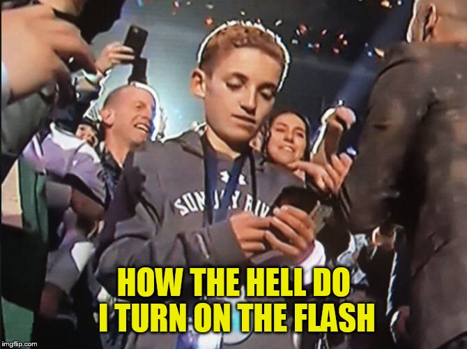 Halftime Kid | HOW THE HELL DO I TURN ON THE FLASH | image tagged in halftime kid | made w/ Imgflip meme maker