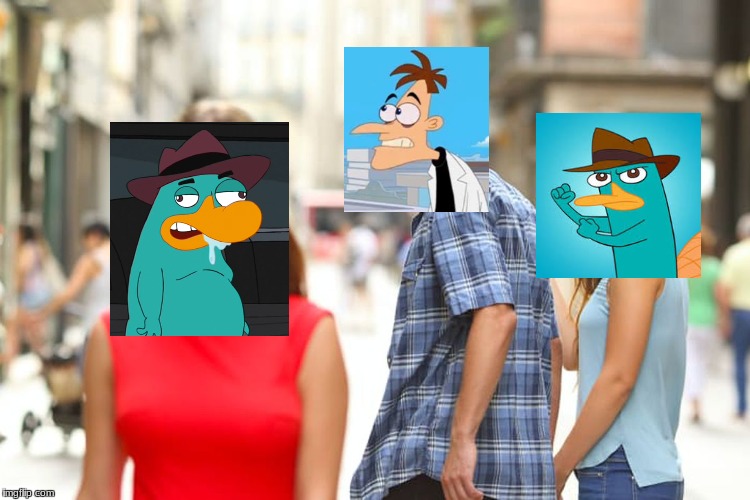 perry the platypus | image tagged in memes,distracted boyfriend | made w/ Imgflip meme maker