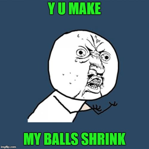 Y U No Meme | Y U MAKE MY BALLS SHRINK | image tagged in memes,y u no | made w/ Imgflip meme maker