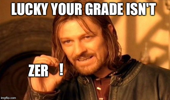 One Does Not Simply Meme | LUCKY YOUR GRADE ISN'T ZER ! | image tagged in memes,one does not simply | made w/ Imgflip meme maker