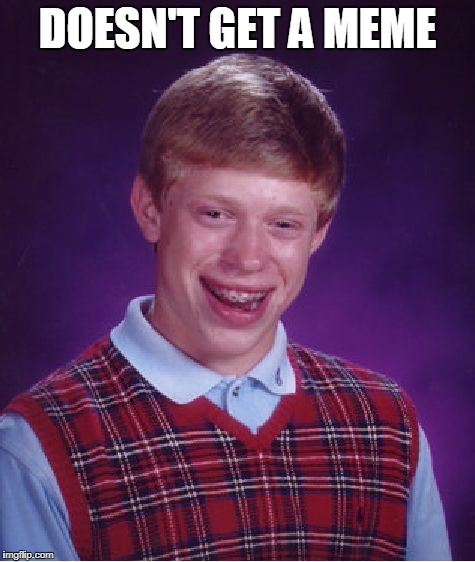 Because the punch line's in the title | DOESN'T GET A MEME | image tagged in memes,bad luck brian,joke,title,look,why | made w/ Imgflip meme maker