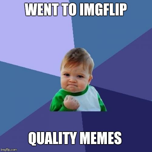 Success Kid Meme | WENT TO IMGFLIP; QUALITY MEMES | image tagged in memes,success kid | made w/ Imgflip meme maker