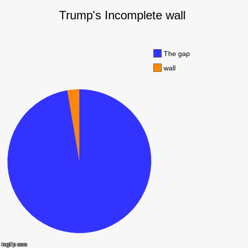 Trump's Incomplete wall | wall, The gap | image tagged in funny,pie charts | made w/ Imgflip chart maker