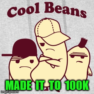 Thank You Fellow ImgFlippers!!! | MADE  IT  TO  100K | image tagged in cool beans,memes,100k points,upvotes | made w/ Imgflip meme maker