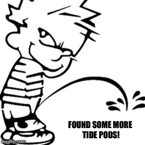 piss on you | FOUND SOME MORE TIDE PODS! | image tagged in piss on you | made w/ Imgflip meme maker