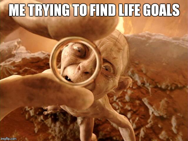 Gollum Lord Of The Ring | ME TRYING TO FIND LIFE GOALS | image tagged in gollum lord of the ring | made w/ Imgflip meme maker