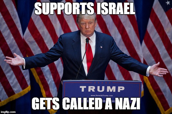 Donald Trump | SUPPORTS ISRAEL; GETS CALLED A NAZI | image tagged in donald trump | made w/ Imgflip meme maker