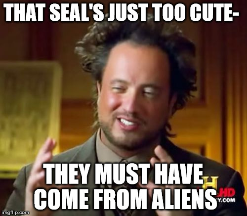 Ancient Aliens Meme | THAT SEAL'S JUST TOO CUTE- THEY MUST HAVE COME FROM ALIENS | image tagged in memes,ancient aliens | made w/ Imgflip meme maker