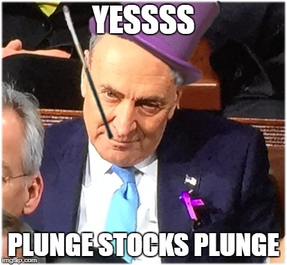 Schumer as the Penguin | YESSSS; PLUNGE STOCKS PLUNGE | image tagged in shurmer penguin ith,meme,alzheimers,the most shady | made w/ Imgflip meme maker