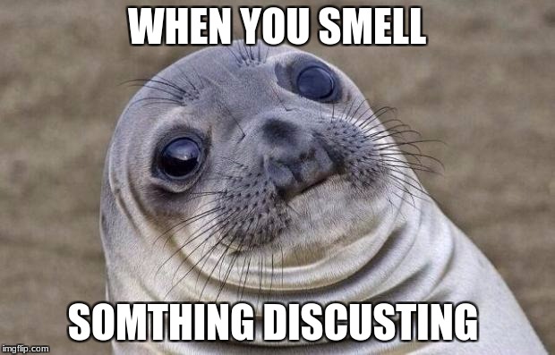 Awkward Moment Sealion | WHEN YOU SMELL; SOMTHING DISCUSTING | image tagged in memes,awkward moment sealion | made w/ Imgflip meme maker