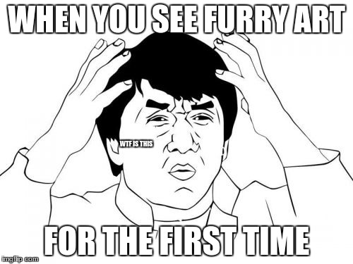 Whats a furry art? | WHEN YOU SEE FURRY ART; WTF IS THIS; FOR THE FIRST TIME | image tagged in memes,jackie chan wtf,furry | made w/ Imgflip meme maker