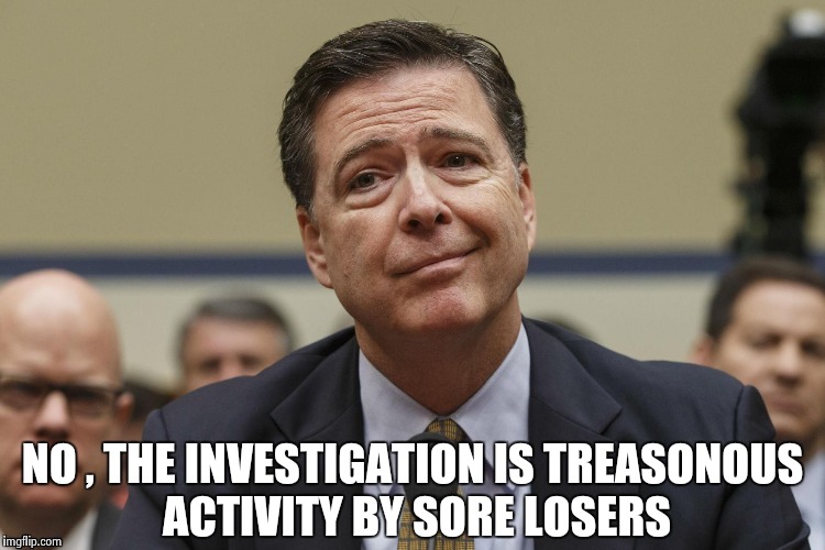 NO , THE INVESTIGATION IS TREASONOUS ACTIVITY BY SORE LOSERS | image tagged in phoney comey | made w/ Imgflip meme maker