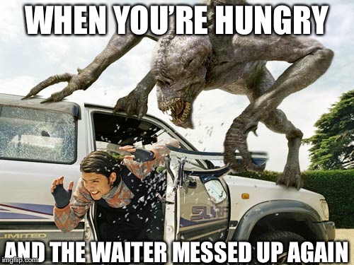 There’s something wrong with my order | WHEN YOU’RE HUNGRY; AND THE WAITER MESSED UP AGAIN | image tagged in animal,tv show,screwed up,restaurant | made w/ Imgflip meme maker
